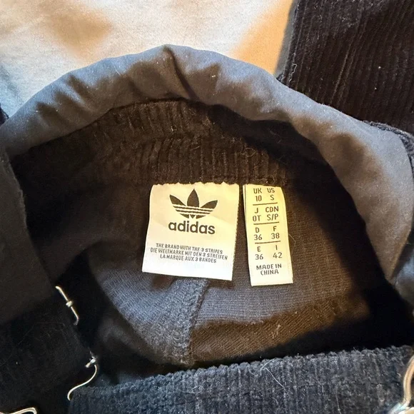 adidas Black Corduroy Overalls with Trefoil Bib - Picture 2 of 3